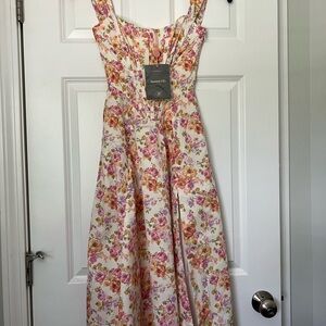 House of CB SAIRA IVORY FLORAL MIDI SUNDRESS- Size XS